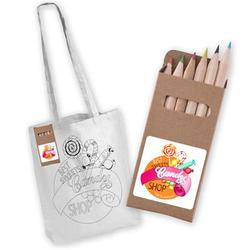 White Cotton Bag with Colouring Pencils